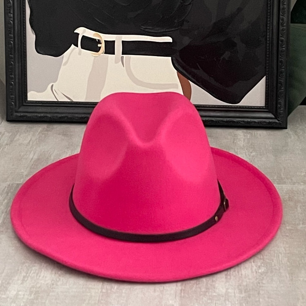 Pink Wide-Brimmed Hat